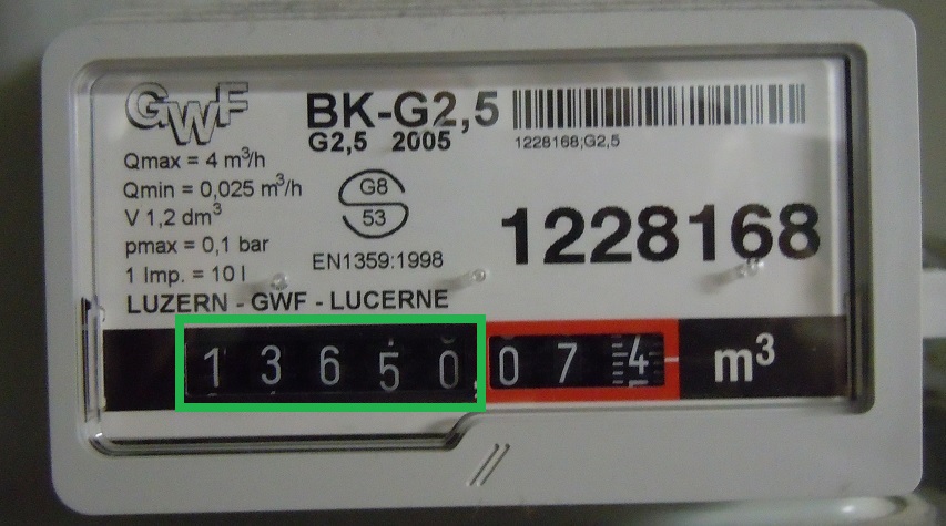 Ablesung Gaszähler